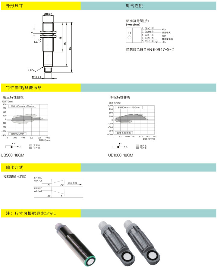 18GM75 Analog output Ultrasonic Sensor 12